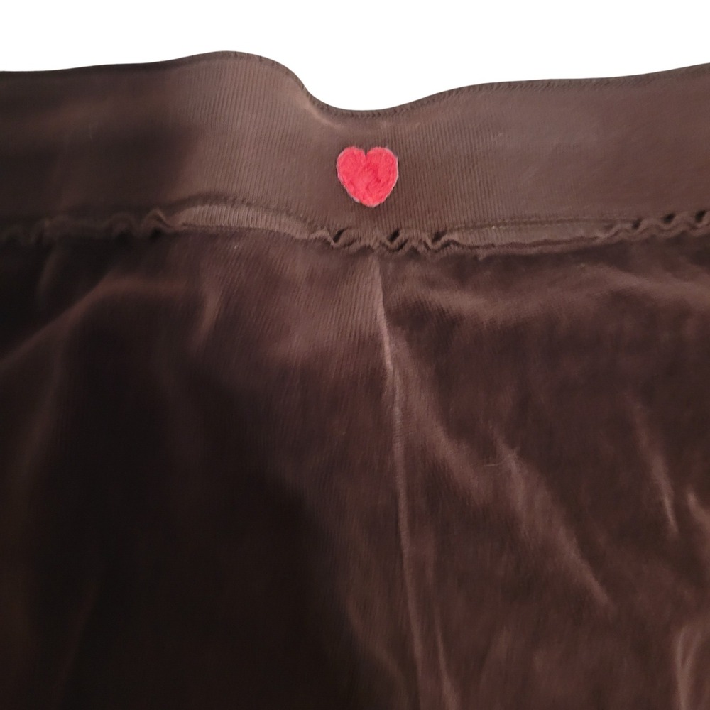 Vintage Twisted Heart Brown Velour‎ Track Pants Sequin Star Slim Flare Low Rise - Picture 6 of 8